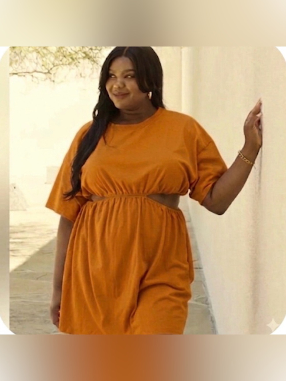HEYSON Summer Field Full Size Cutout T-Shirt Dress in mustard yellow 2XL/ NWT